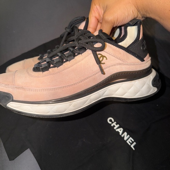 CHANEL Shoes - Chanel Pink Suede Sneakers Size 41 Excellent Condition!